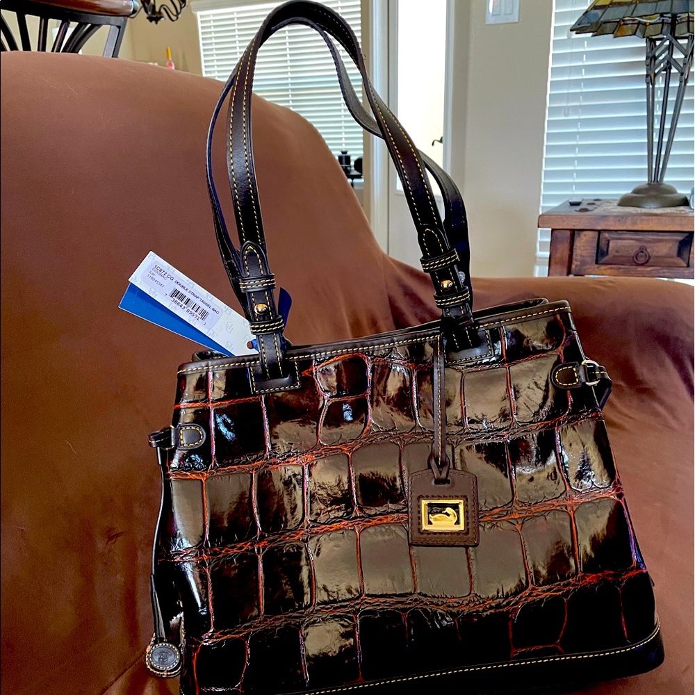 Dooney Bourke Cognac Double Strap Tassel Satchel NWT 11X14